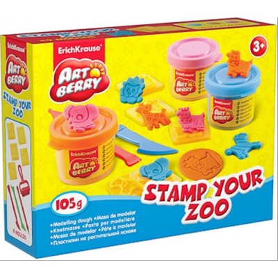 Пластилин на растительной основе Artberry/Stamp Your Zoo 3 бан./35 г со штампами (30371)
