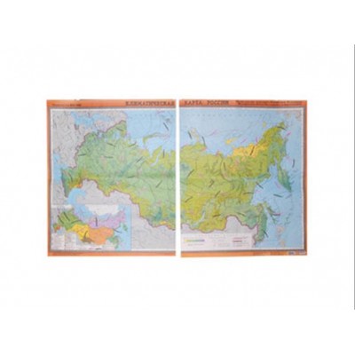 Учебная карта "Климатическая карта России" (матовое, 2-стороннее лам.)