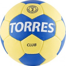 Мяч ганд. TORRES Club арт.H30012, р.2, ПУ, 5 подкл. слоев, сине-желтый