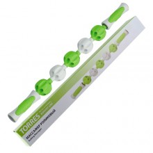 Массажер роликовый TORRES , арт.BL1008, в форме скалки, 5 массажных элементов из пластика, ручки с нескользящими накладками из ПВХ, зелено-белый