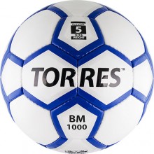 Мяч футб. TORRES BM 1000 арт.F30075, р.5, 32 панели. PU, 4 подкл. слоя, ручная сшивка, бело-серебр-синий