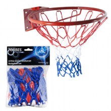 Сетка баскетбольная TORRES арт.SS11055, нить 4 мм полипропилен, бело-сине-кр, дл. 0,55 м, вес 50 +