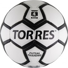 Мяч футзал. TORRES Futsal Training арт.F30104, р.4, 32 панели. PU, 4 подкл. слоя, бело-черно-серебр