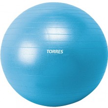 Мяч гимн. TORRES , арт.AL100165, диам. 65 см, мяч для тренировок, эласт. ПВХ с защитой от внезап. взрыва, макс. нагрузка до 300 кг, для люб. пов-тей, в комплекте с насосом, синий цвет