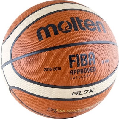 Мяч баск. MOLTEN BGL7X-RFB р.7, НОВ'15, нат.кожа, 12 пан, лого РФБ, FIBA Appr, кор-беж-чер