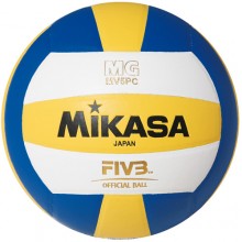 Мяч волейб. любит. MIKASA MV5PC , р.5, синт. кожа (ПВХ) , клееный, бутиловая камера, нейлоновый корд, бел-син-желт