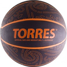 Мяч баск. любит. TORRES TT арт.B00127, р.7, износостойкая резина, нейлоновый корд, бутиловая камера, бордово-оранжевый