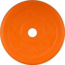 Диск обрезиненный TORRES 2, 5 кг арт.PL50392, d.25мм, металл в резиновой оболочке, оранжевый