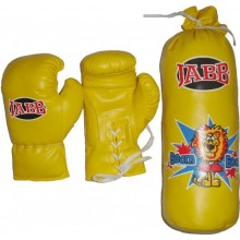 Набор бокс. детский Jabb (мешок 40x15см + пара перчаток) желтый JE-3061