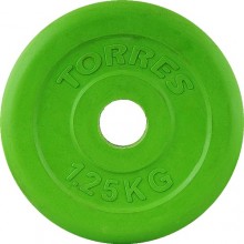 Диск обрезиненный TORRES 1, 25 кг арт.PL50381, d.25мм, металл в резиновой оболочке, зеленый