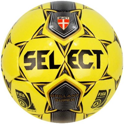 Мяч футб. проф. SELECT Brillant Super FIFA YELLOW арт.810108-051, р.5, топ. мяч Select, диз. 2012г., контраст. расцветка для игры в плох. пог. услов., FIFA Approved, глянц. ПУ-микрофибра, 32 пан, 3 подкл.слоя, бескрыльевая лат.кам, руч. сш, жел-чер-сереб