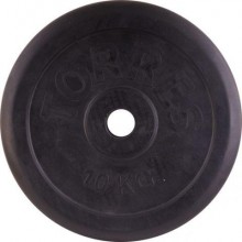 Диск обрезиненный TORRES 10 кг арт.PL507110,d.25мм, металл в резиновой оболочке, черный