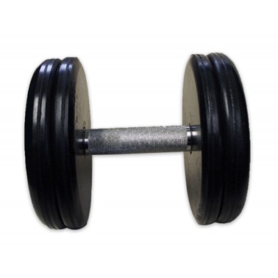 Гантель неразборная (классик) с вращающейся хромированной ручкой - чёрная, 22 кг