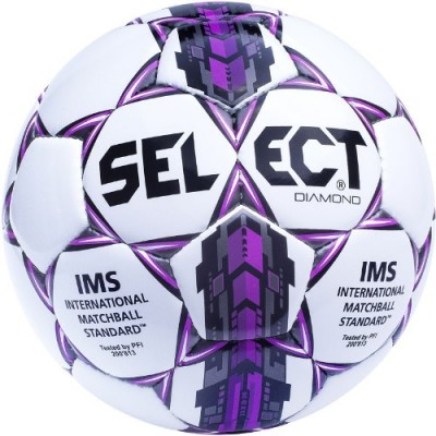 Мяч футб. SELECT Diamond арт.810015-003, НОВ'15, р.5, IMS, гл.ТПУ, руч.с, бел-фиол-чер
