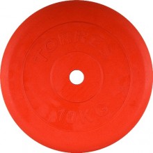 Диск обрезиненный TORRES 10 кг арт.PL504110,d.25мм, металл в резиновой оболочке, красный