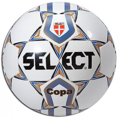 Мяч футб. любит. SELECT Copa арт. 814610-136, р. 4, глянцевая синт. кожа (поливинилхлорид) , 3 подклад. слоя из синт. ткани, латексная камера, руч. сшивка, 32 панели, бело-темносин.-золотистый