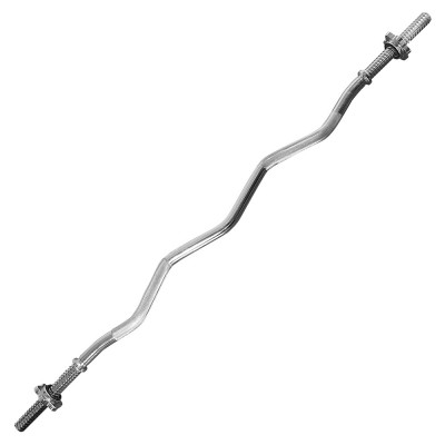 Гриф для штанги TORRES EZ (изогнутый) , Z-образный, арт.PL5035, d25 мм, 120 см, сталь, замок-гайка с резиновой прокладкой, хром