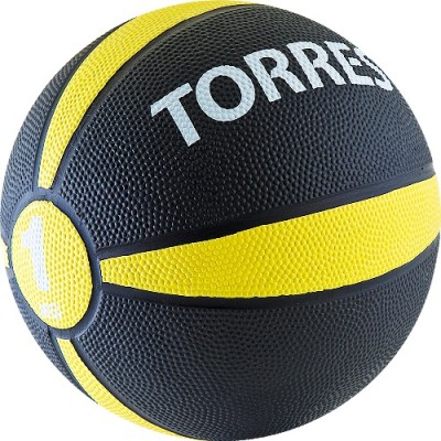 Медицинбол TORRES 1кг, резина, диаметр 19, 5 см