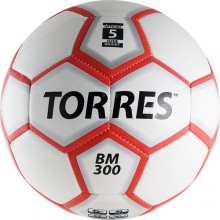 Мяч футб. TORRES BM 300 арт.F30095, р.5, 32 панели. TPU, 1 подкл. слой, машинная сшивка, бело-серебристо-красный