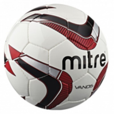 Мяч футб. трен. MITRE Vandis арт.BB9003WG7, для люб.полей и погодных условий, глянц. синт. кожа (ПУ) , лат. камера, руч. сшивка, 32 панели, 4 подклад.слоя из синт.ткани, бело-бордово-чер-сереб