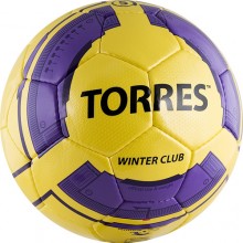 Мяч футб. TORRES Winter Club YELLOW , арт.F30045YEL, р.5, 32 панели. PU underglass, 4 подкл. слоя, ручная сшивка, желто-фиолетовый