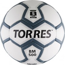 Мяч футб. TORRES BM 500 арт.F30085, р.5, 32 панели. PU, 4 подкл. слоя, ручная сшивка, бело-серо-серебристый