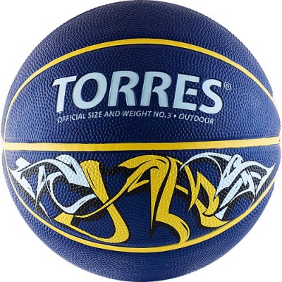 Мяч баск. любит. TORRES Jam арт.B00043, р.3, износостойкая резина, нейлоновый корд, бутиловая камера, сине-желто-голубой