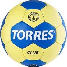 Мяч ганд. TORRES Club арт.H30011, р.1, ПУ, 5 подкл. слоев, сине-желтый