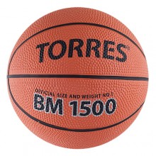 Мяч баск. сув. TORRES BM1500 арт.B00101, р.1, диам. 12 см, износостойкая резина, нейлоновый корд, бутиловая камера, коричнево-черно-серебристый