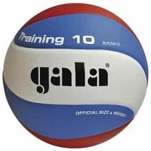 Мяч волейб. трен. GALA Training 10 , арт. BV5561S, р. 5, синт. кожа (полиуретан) , клееный, бут. камера, нейл. корд, 10 пан., бело-голубо-красный
