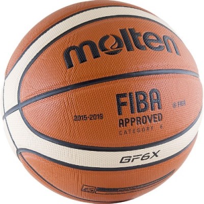 Мяч баск. MOLTEN BGF6X р. 6, НОВ'15, FIBA Appr, синт.кожа (ПУ) , 12 пан, бут.кам, нейл.корд, кор-беж-чер