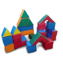 Набор мягких модулей из 24 элементов (куб 25х25х25-8шт, треугольная призма 25х25х25см L 25-2шт, треугольная призма 30х30х30см L 30-4шт, прямоугольник 60х20х20-8шт, арка 40х40х25-2шт)