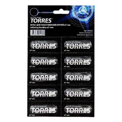 Иглы для насоса TORRES , арт.SS5023, уп. 10 шт, диаметр резьбы 7 мм, внутр. диаметр 5 мм, блистер, сталь