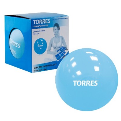 Мяч для пилатеса TORRES 2 кг, арт.YL00142, PVC, наполнитель речной песок, диаметр 14 см, голубой
