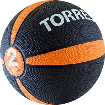 Медицинбол TORRES 2кг, резина, диаметр 19, 5 см