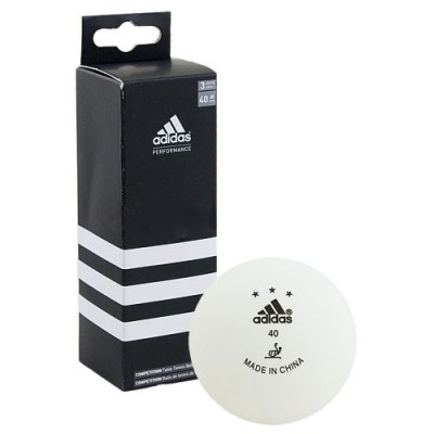 Мяч для наст. тенниса Adidas Competition3***, арт.AGF-10704/AGF-12716, диам. 40мм, ITTF Appr., упак. 3 шт, белый