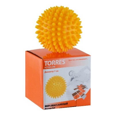 Мяч массажный TORRES , арт.AL100607, диам. 7 см, ПВХ с выступами выс. 1 см, желтый