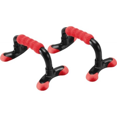 Упоры для отжимания TORRES Push-Up Bars арт.PL10014, эрг. форма, съем. основания, черн-красный
