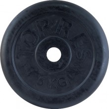 Диск обрезиненный TORRES 5 кг арт.PL50705, d.25мм, металл в резиновой оболочке, черный¶