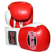 Перчатки бокс. (нат.кожа, шнуровка) Jabb JE-2000 красный/белый