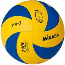 Мяч волейб. трен. MIKASA YV-3 , р.5, синт. кожа (ПУ) , вес 225-255 г, для начин. игроков до 15 лет, маш. сшивка, бутиловая камера, нейлоновый корд, 8 панелей, син-желт