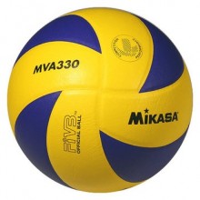 Мяч волейб. трен. MIKASA MVA330 , р.5, оф. параметры FIVB, гладкая синт. кожа на основе микрофибры, 8 пан. вместо стандарт. 18, бут. камера, нейлоновый корд, клееный, сине-желтый
