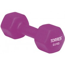 Гантель TORRES 0,5 кг арт.PL500105, металл в неопреновой оболочке, форма шестигранник, фиолетовый