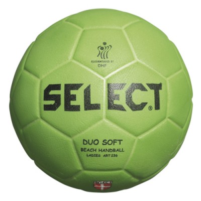 Мяч для пляж. гандбола SELECT Duo Soft Beach арт.842008-456, Junior (р.2) , для тренир. и игр проф.игроков, оф. мяч для пляж.ганд. Фед.гандб. Даниии, вспенен. резина с обраб. против прилип.песка и проскальз, литой, 32 панели, зеленый