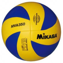 Мяч волейб. любит. MIKASA MVA350 , р.5, синт.кожа (ПВХ) , маш. сшивка, 8 панелей, бутиловая камера, армированная 1 подклад. слоем из ткани, син-желт