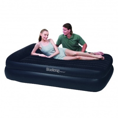 Кровать надувная Bestway 2-х ярусная 2 местн. флок насос 67403 черный 203х163х48см