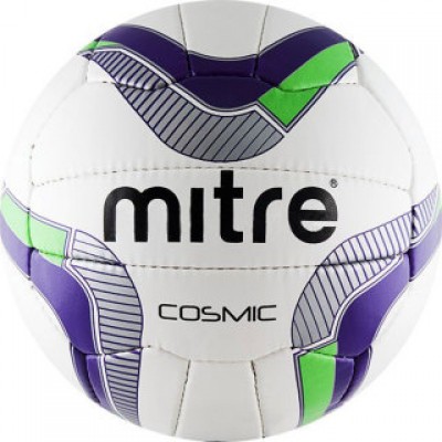 Мяч футб. трен. MITRE Cosmic арт.BB8016WPS, р.5, для люб. полей и пог. условий, мат.синт. кожа (ПУ) , лат. камера, руч.сшивка, 18 панели, 4 слоя, бел-фиол-салат-сереб.