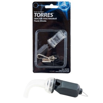 Свисток пластиковый без шарика TORRES , арт.SS1026, шнурок с карабином в комплекте, черный