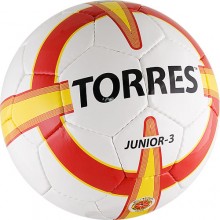 Мяч футб. TORRES Junior-3 арт.F30243, р.3, для тренировок детей до 5-7 лет, вес 270-290 г, глянц. синт. кожа (ПУ) , 3 подкл. слоя, 32 пан, ручная сшивка, лат. камера, бело-красн-желт