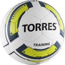 Мяч футб. TORRES Training , арт.F30054, р.4, 32 панели. PU, 4 подкл. слоя, ручная сшивка, бело-зел-сер